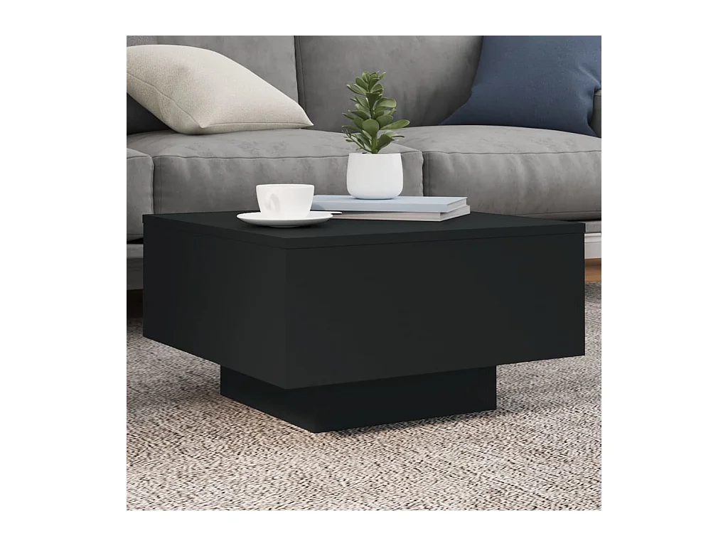 Table basse avec lumières LED noir 55x55x31 cm
