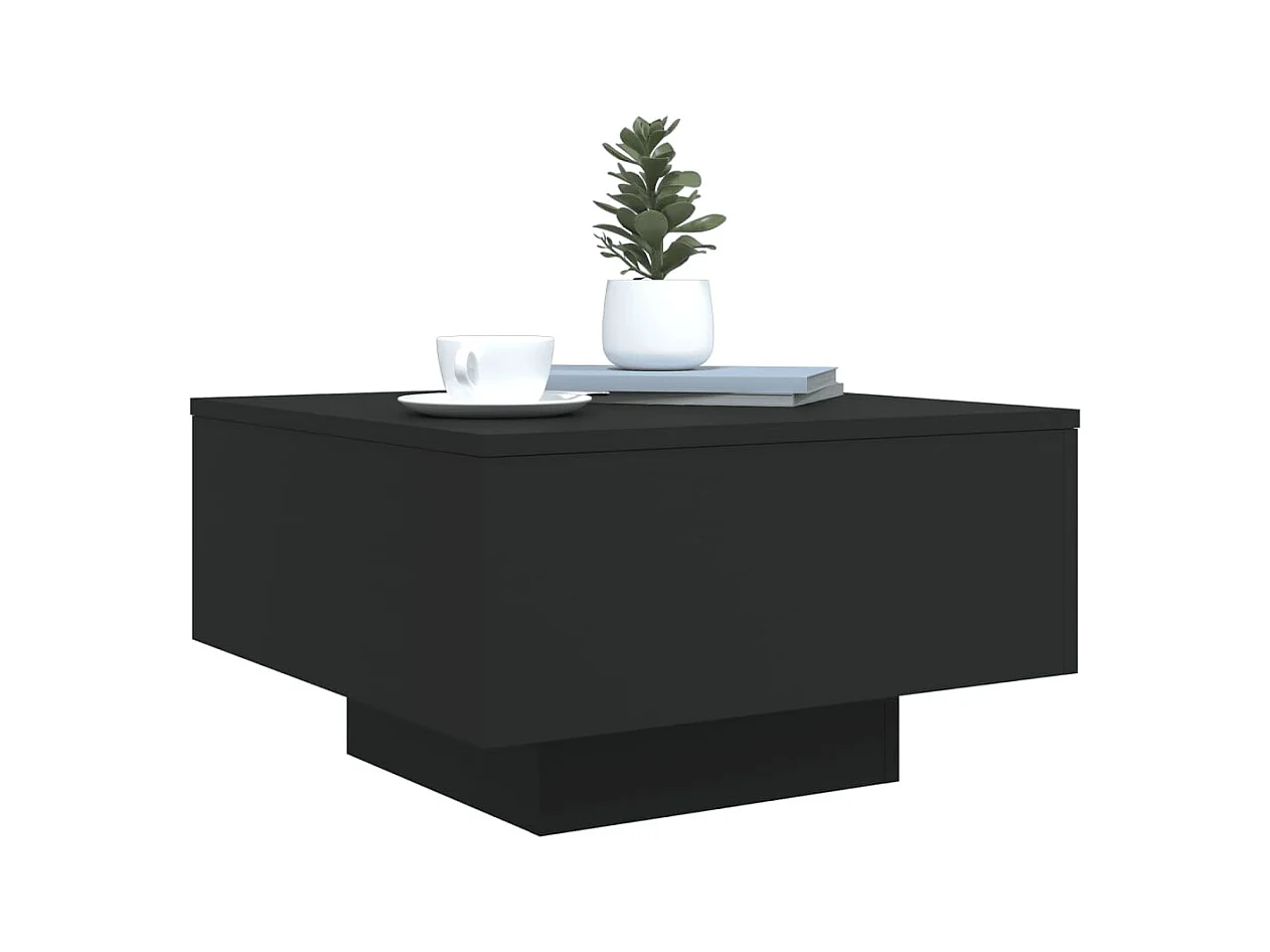 Table basse avec lumières LED noir 55x55x31 cm