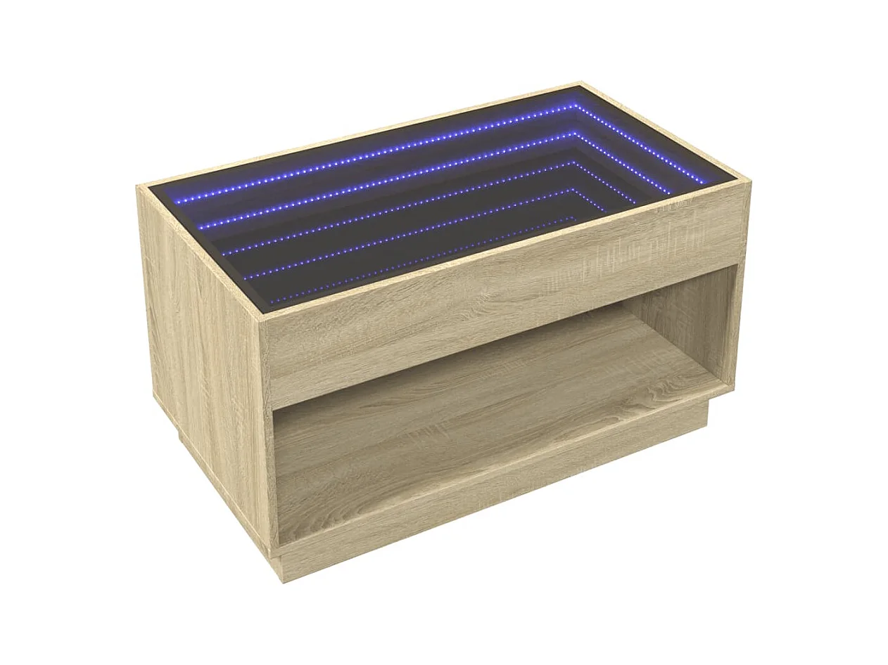 Table basse avec LED infini chêne sonoma 90x50x50 cm