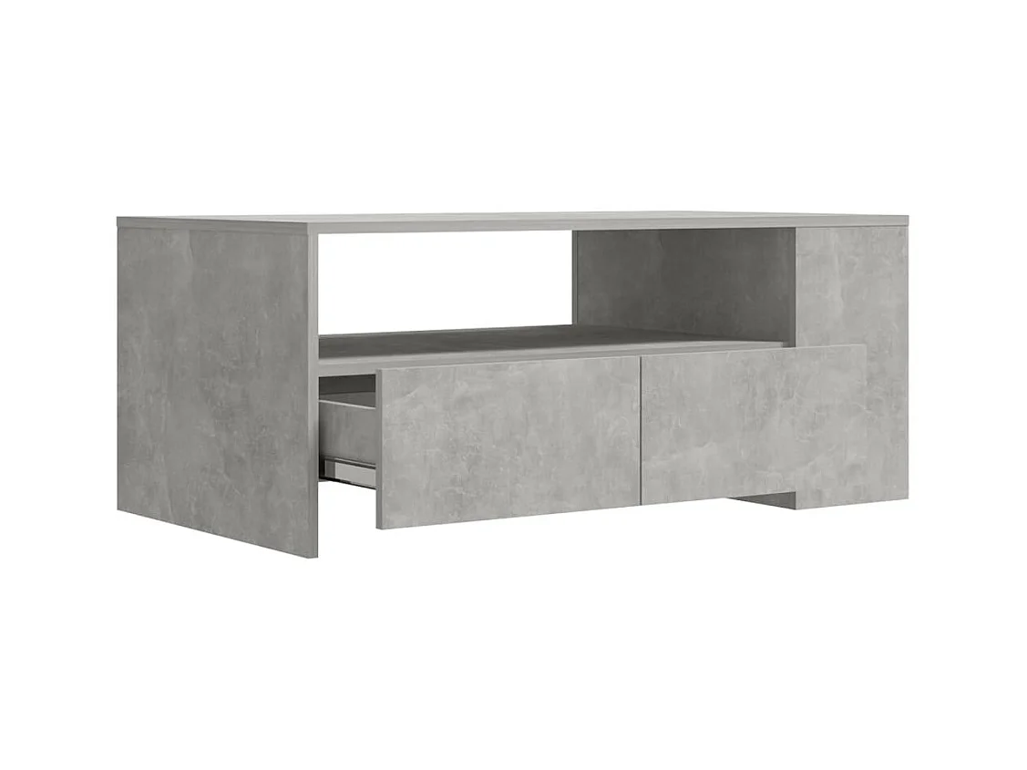 Table basse gris béton 102x55x42 cm bois d'ingénierie