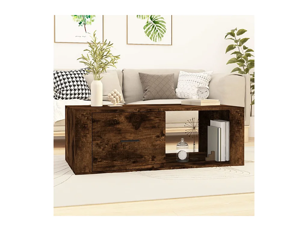 Table basse Chêne fumé 100x50,5x35 cm Bois d'ingénierie