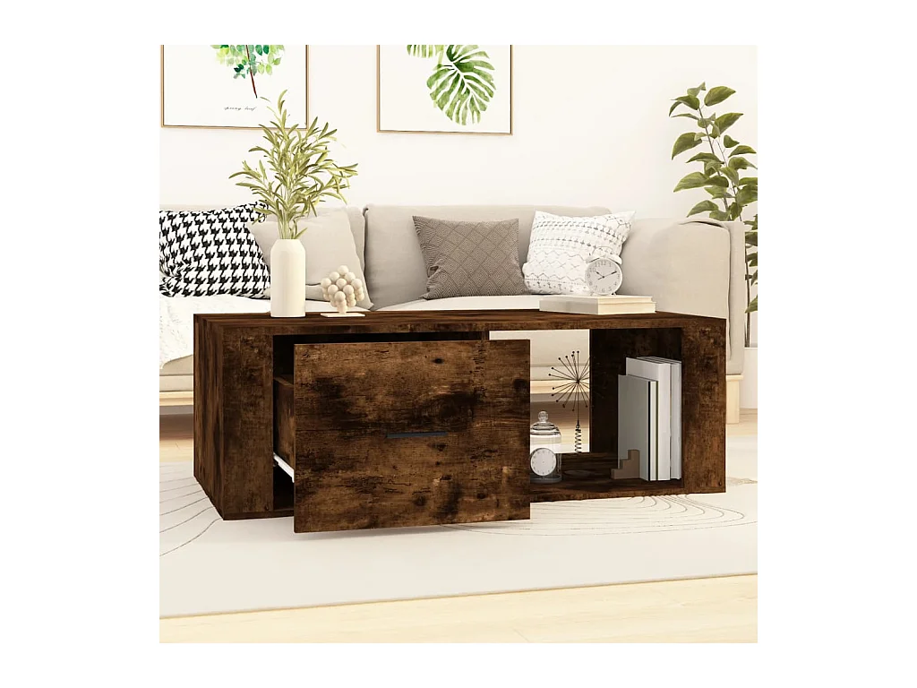 Table basse Chêne fumé 100x50,5x35 cm Bois d'ingénierie