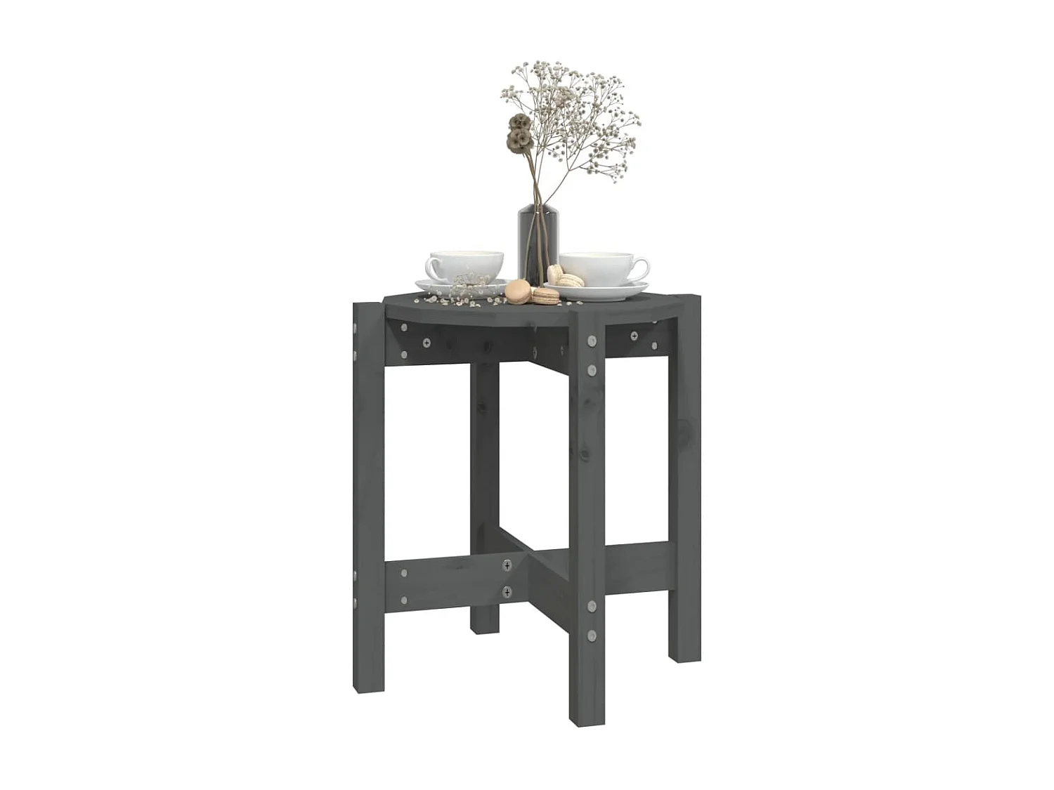 Salontafel Grijs Ø 42,5x45 cm Massief grenenhout