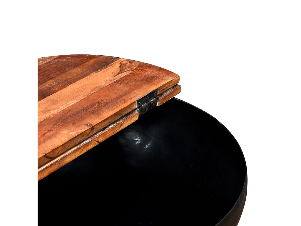 Couchtisch aus massivem Altholz in schwarzer Schalenform