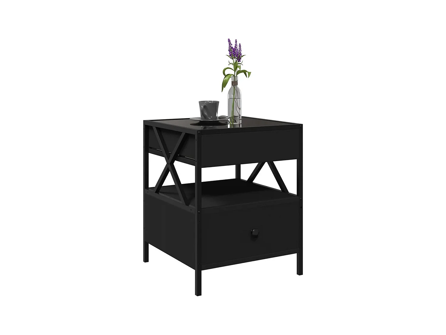 Table basse avec LED Infinity noir 40x40x51 cm