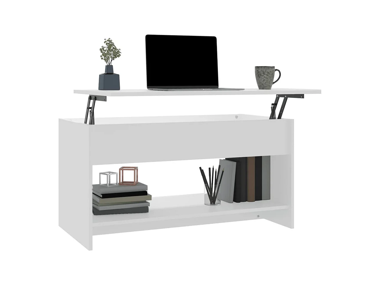 Table basse blanc 102x50x52,5 cm bois d'ingénierie