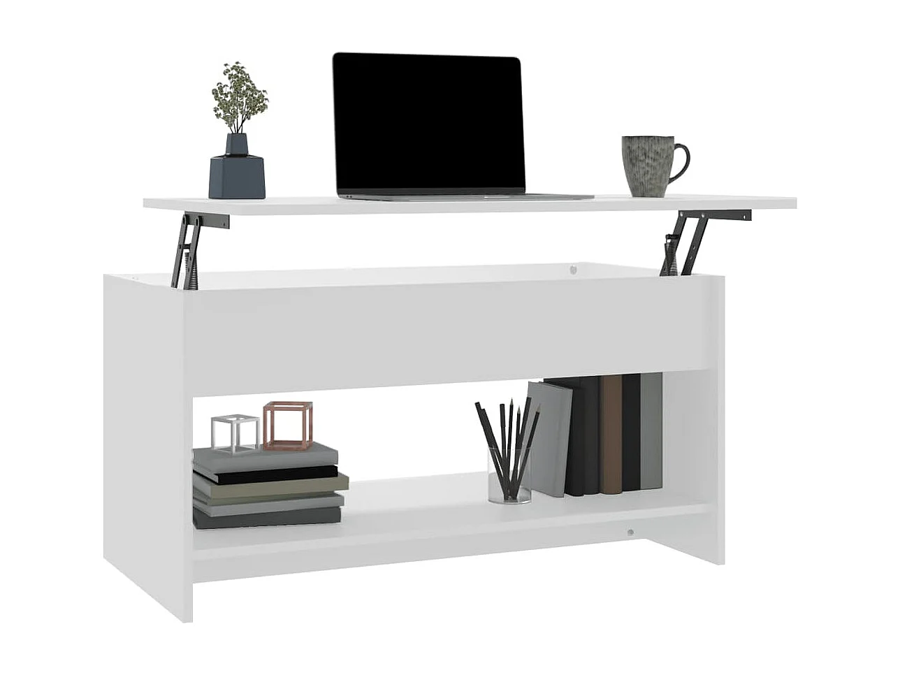 Tavolino bianco 102x50x52,5 cm in legno ingegnerizzato