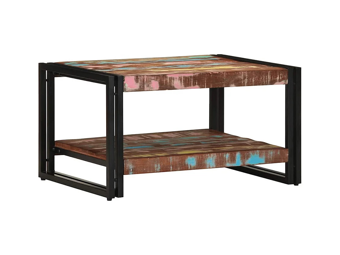 Veelkleurige salontafel 70x50x38 cm massief gerecycled hout