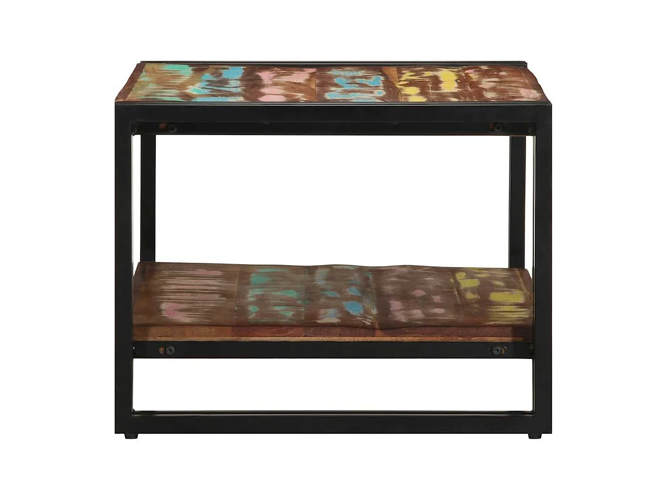 Veelkleurige salontafel 70x50x38 cm massief gerecycled hout