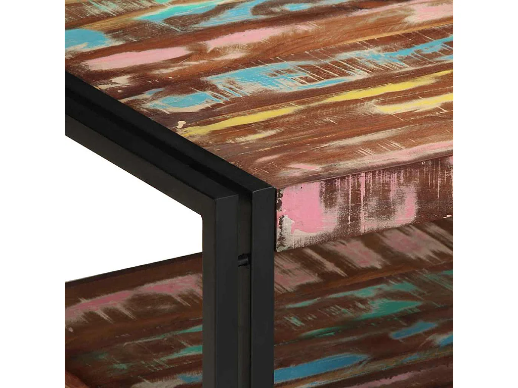 Mesa de centro multicolor 70x50x38 cm madera maciza recuperada