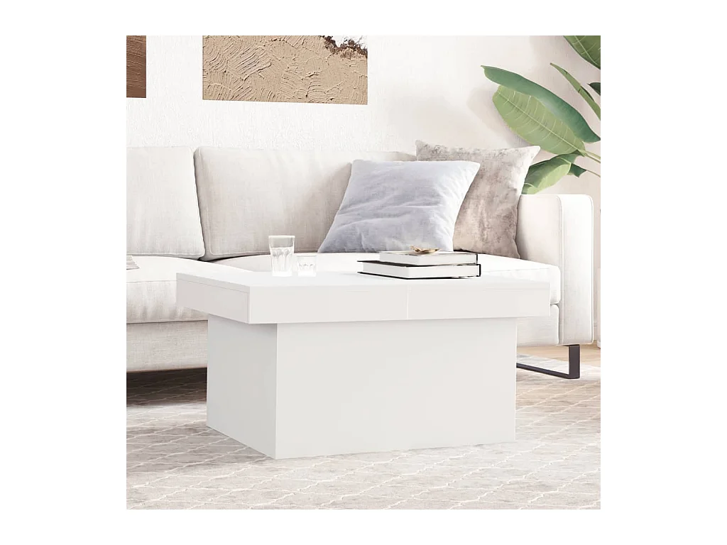 Table basse blanc 80x55x40 cm bois d'ingénierie