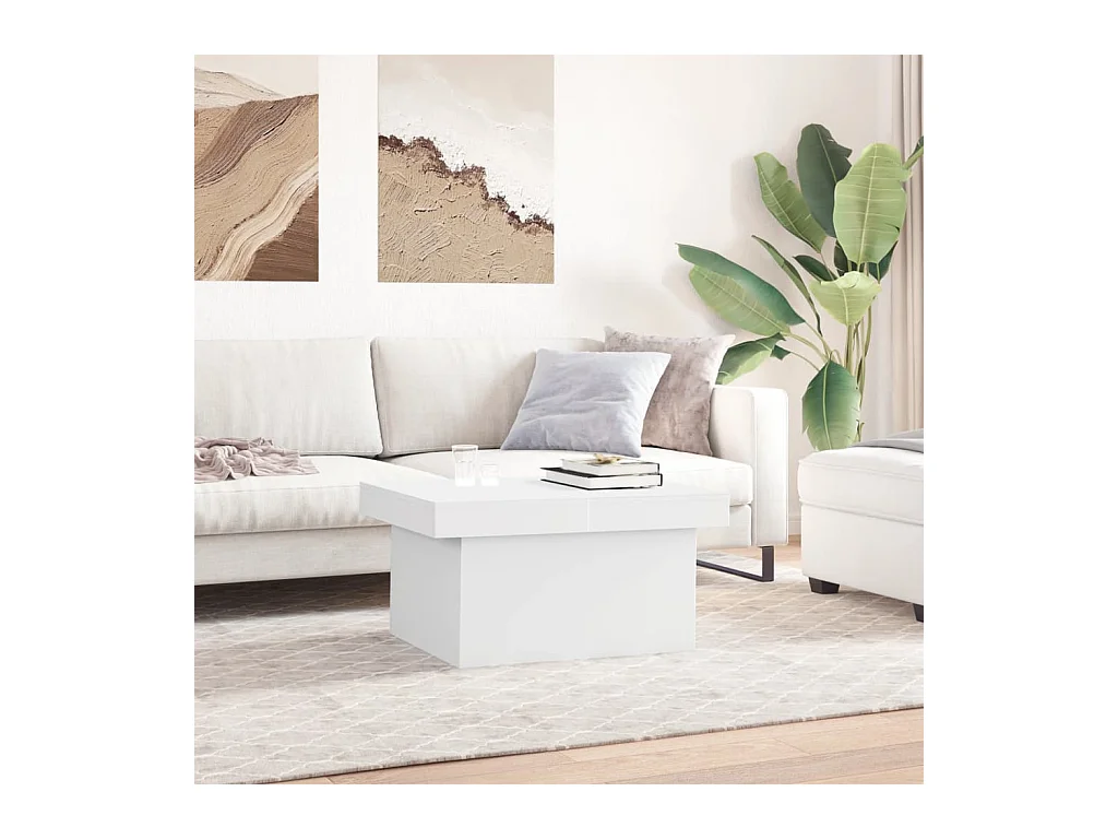 Table basse blanc 80x55x40 cm bois d'ingénierie