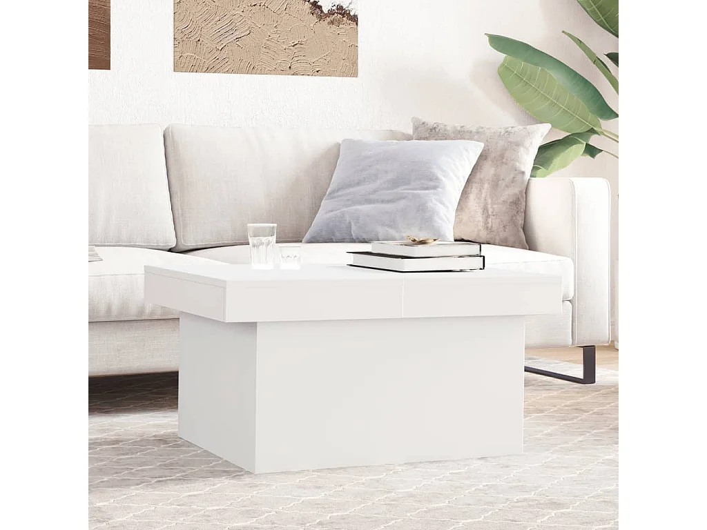 Weißer Couchtisch 80x55x40 cm Holzwerkstoff