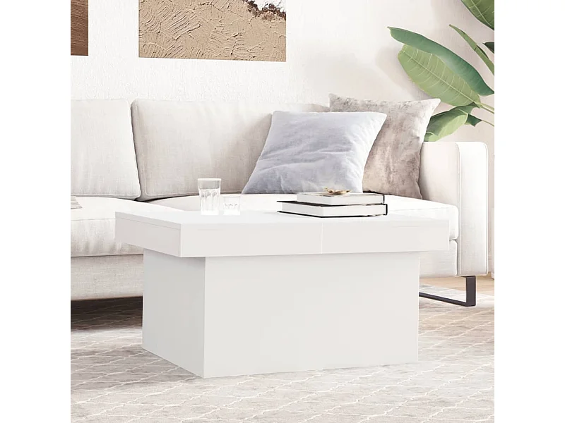 Mesa de centro blanca 80x55x40 cm madera de ingeniería