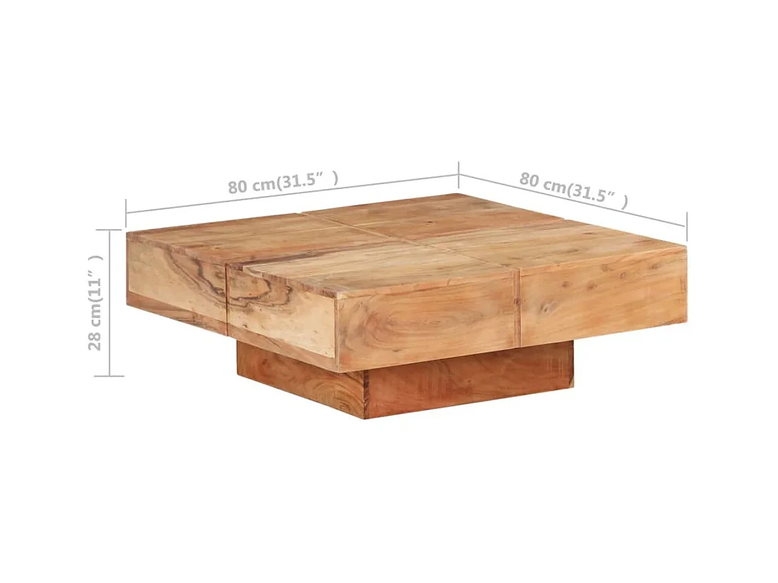Table basse 80x80x28 cm Bois d'acacia massif