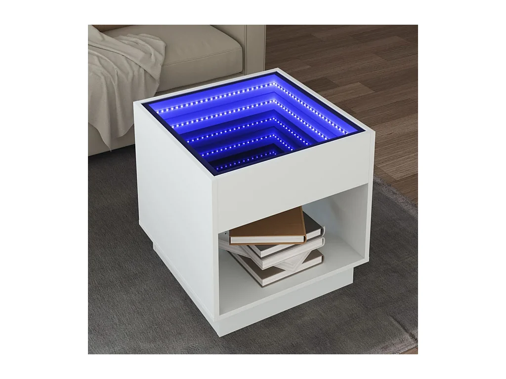Table basse avec LED infini blanc 50x50x50 cm