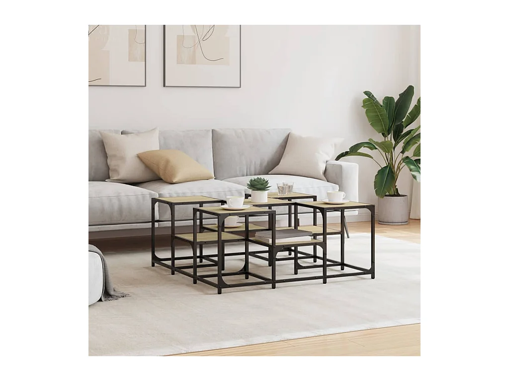 Table basse chêne sonoma 91x91x40 cm bois d'ingénierie