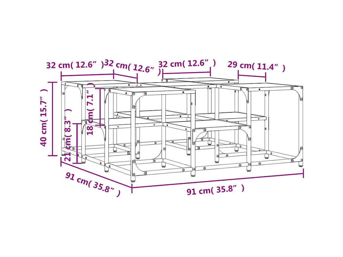 Table basse chêne sonoma 91x91x40 cm bois d'ingénierie