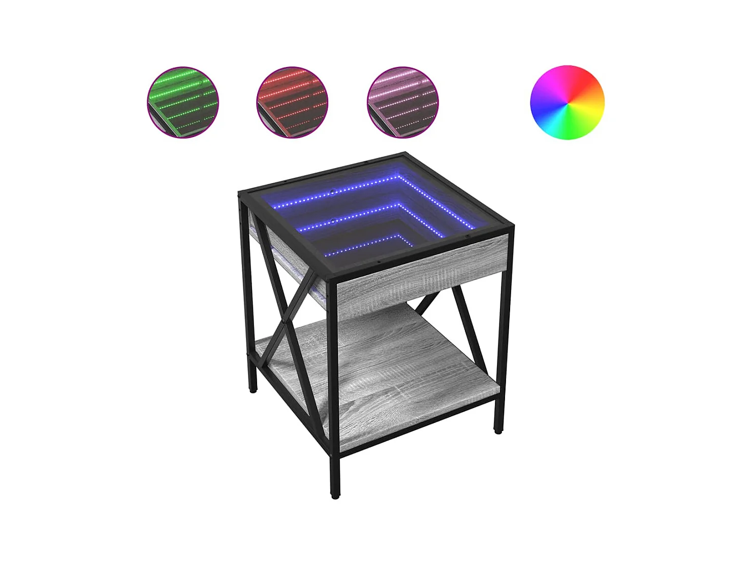 Tavolino da caffè Infinity Sonoma Grey LED 40x40x49 cm