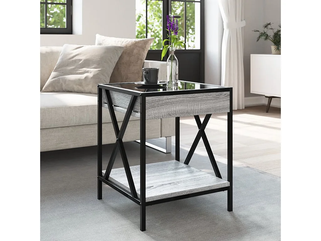 Mesa de centro LED Infinity Sonoma gris 40x40x49 cm