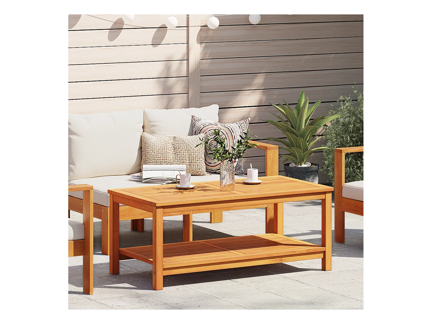 Tavolino da caffè 110x55x45 cm in legno massello di acacia