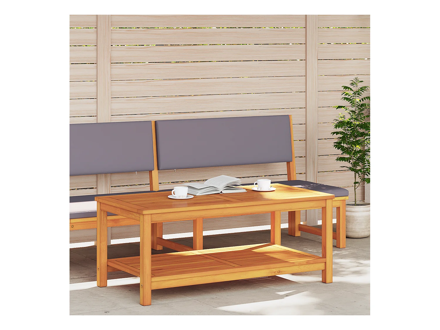 Tavolino da caffè 110x55x45 cm in legno massello di acacia