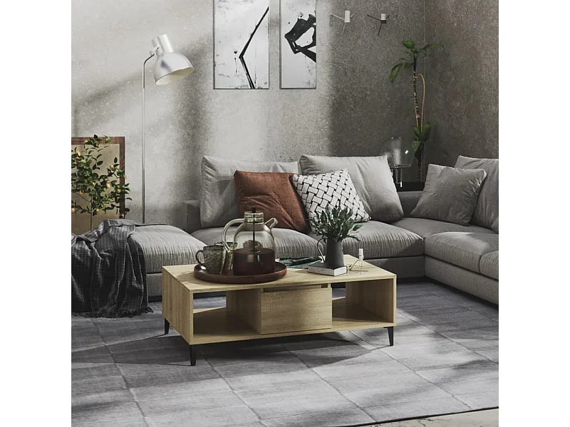 Table basse chêne sonoma 103,5x60x35 cm bois d'ingénierie