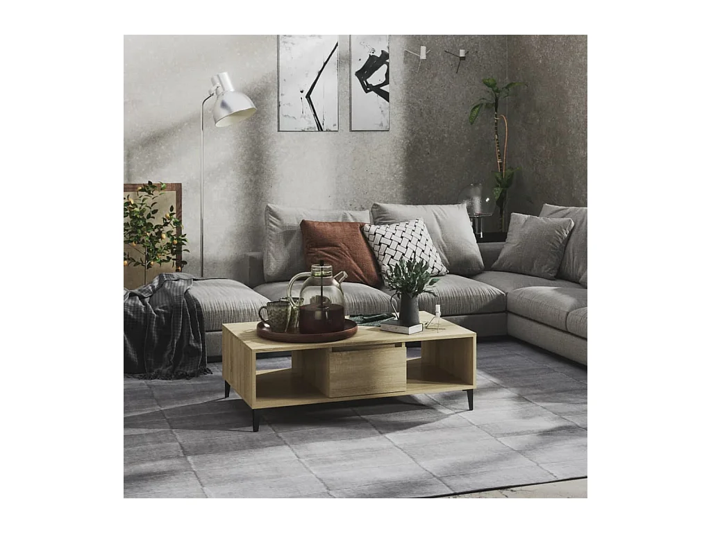 Table basse chêne sonoma 103,5x60x35 cm bois d'ingénierie