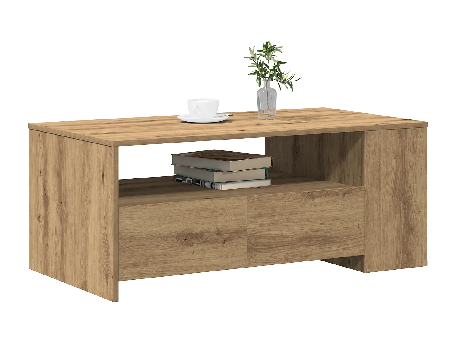 Salontafel - Handgemaakt eikenhout - 102x55x43,5 cm - Gemaakt van bewerkt hout