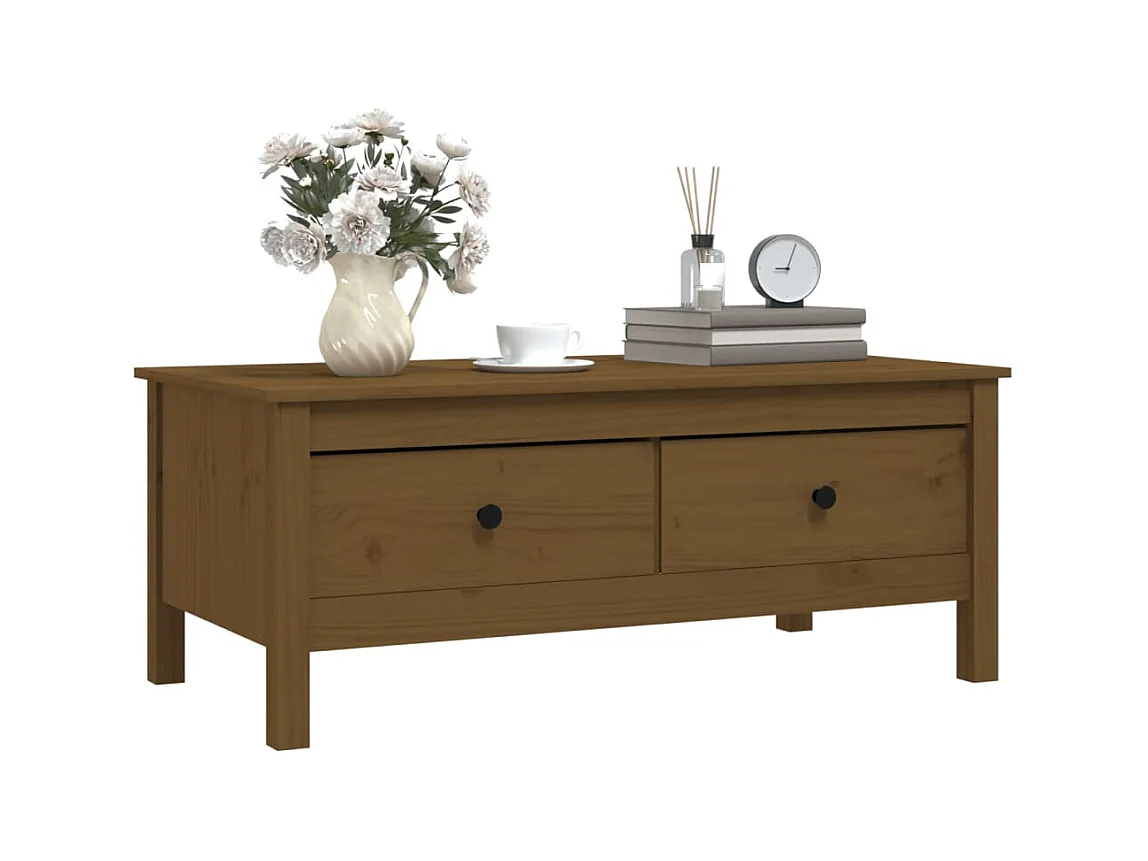 Table basse Marron miel 100x50x40 cm Bois massif de pin