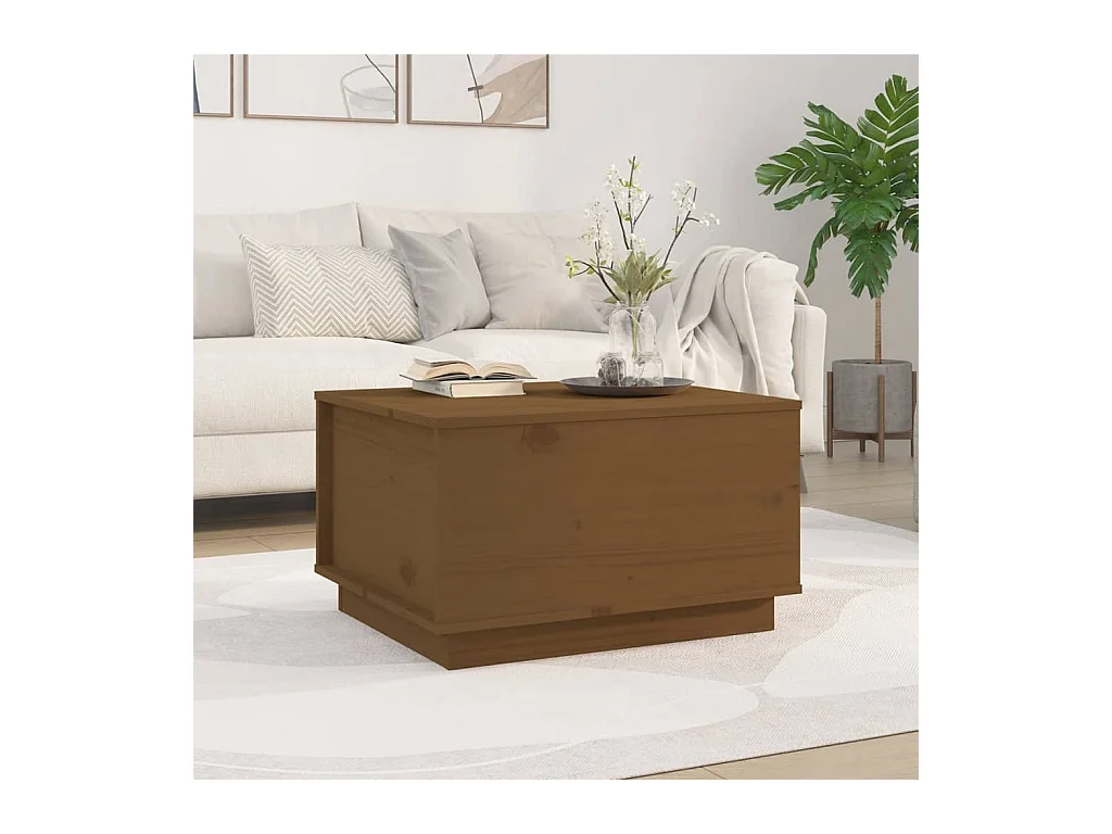Table basse Marron miel 60x50x35 cm Bois massif de pin