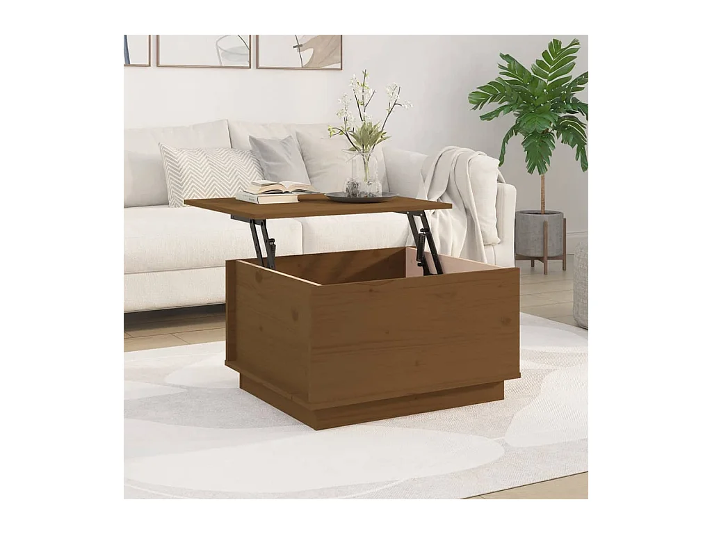 Table basse Marron miel 60x50x35 cm Bois massif de pin