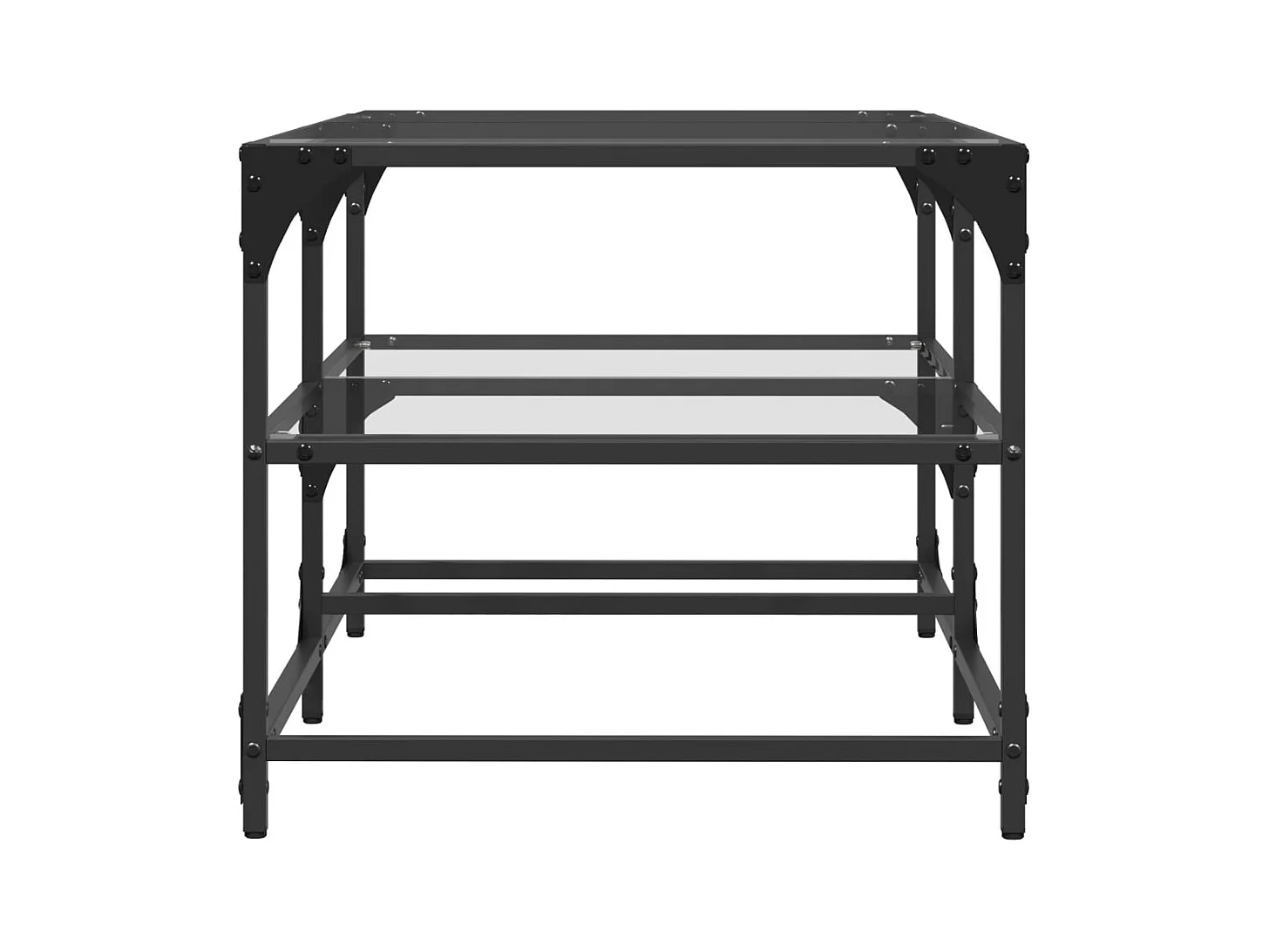 Tavolino con piano in vetro trasparente 98,5x50x45cm acciaio