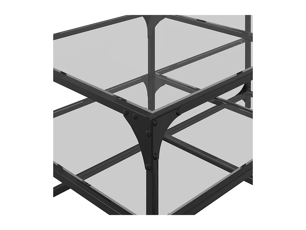 Tavolino con piano in vetro trasparente 98,5x50x45cm acciaio