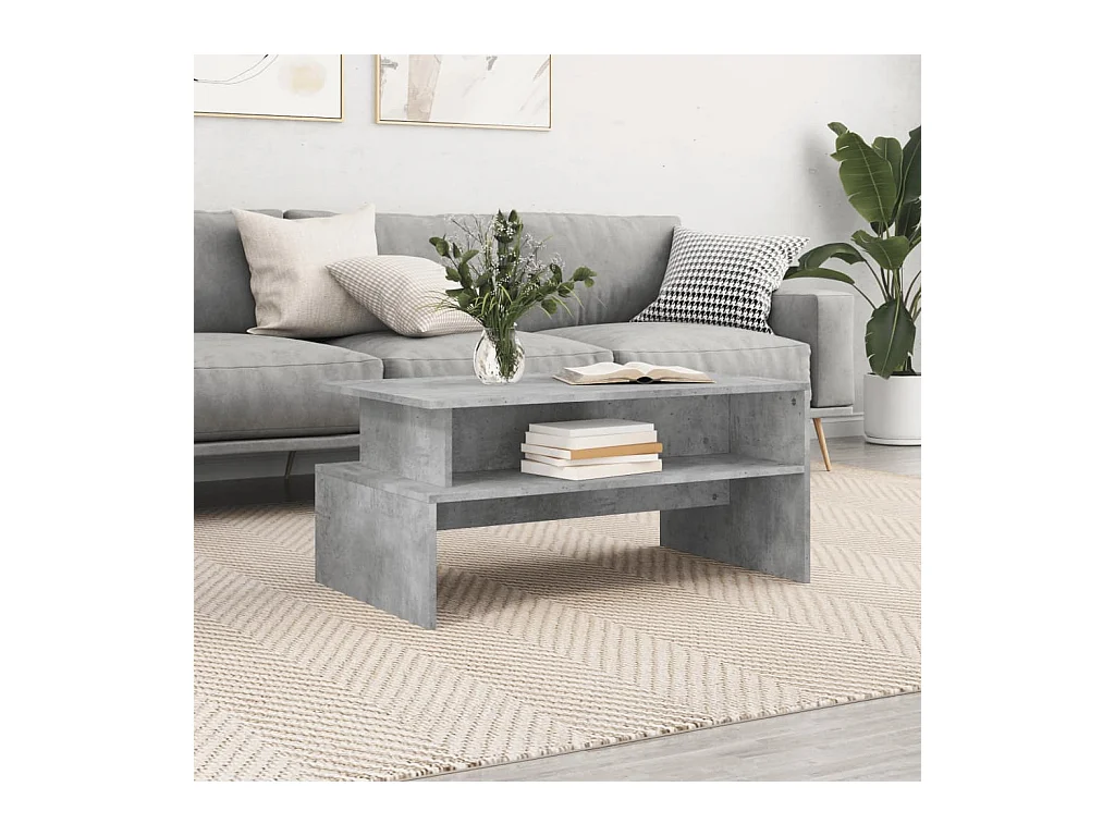 Table basse gris béton 90x55x42,5 cm bois d'ingénierie