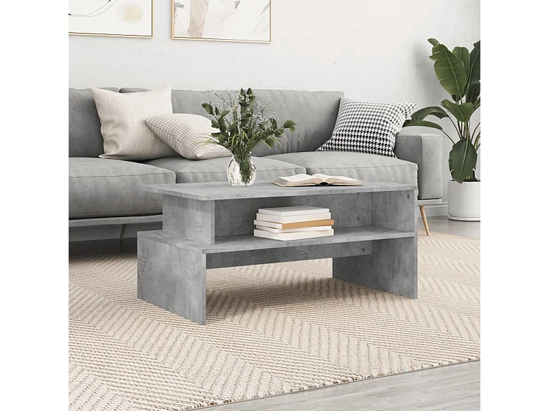 Betongrijze salontafel 90x55x42,5 cm bewerkt hout