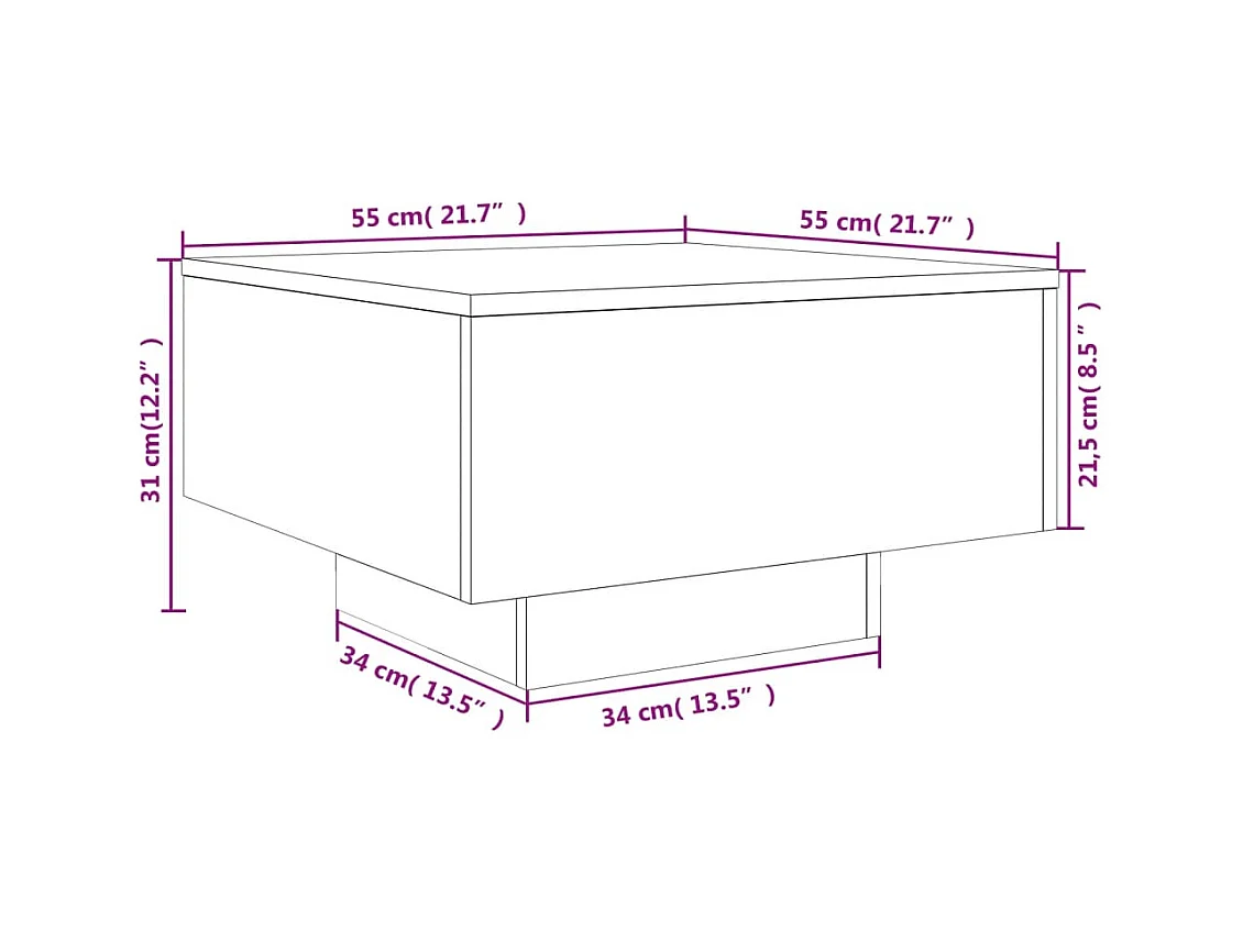 Betongrijze salontafel 55x55x31 cm bewerkt hout