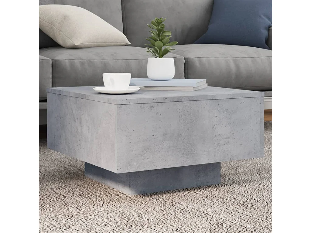 Mesa de centro gris hormigón 55x55x31 cm madera de ingeniería