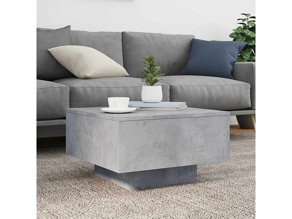 Mesa de centro gris hormigón 55x55x31 cm madera de ingeniería