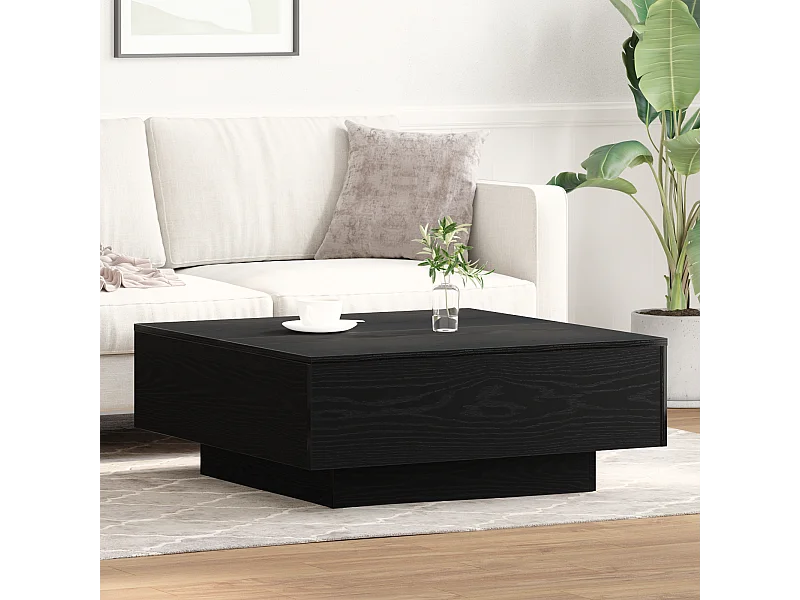 Table basse Noir Chêne 80x80x31 cm en bois