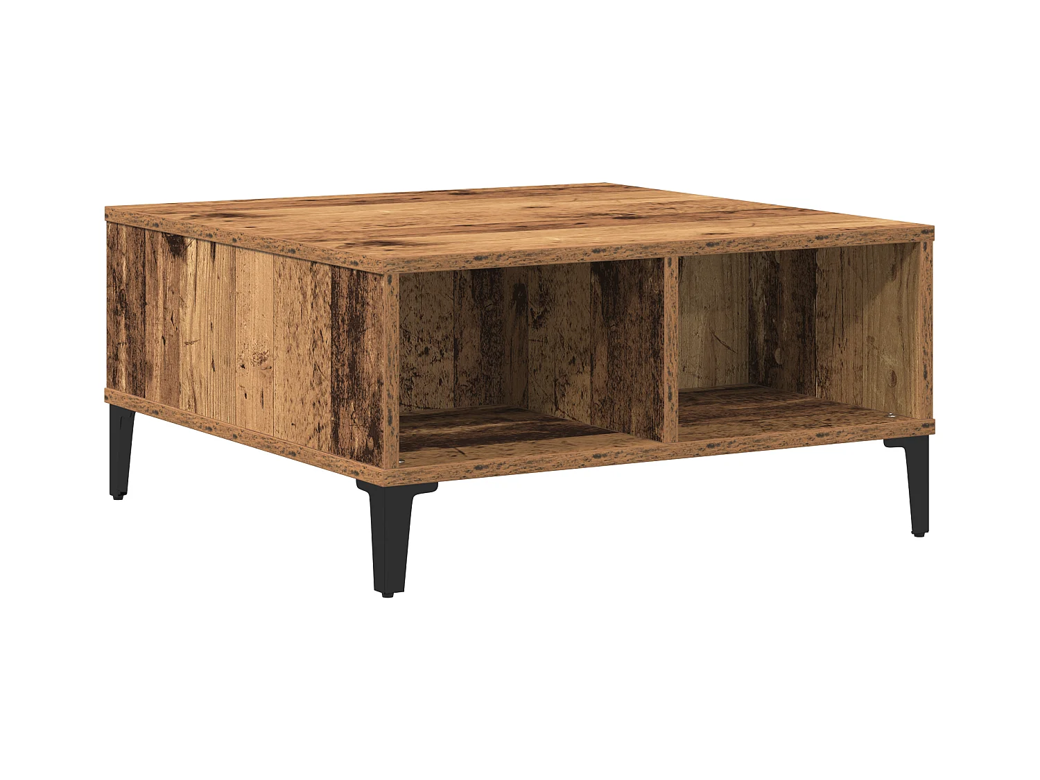 Table basse en vieux bois 60x60x30 cm en bois reconstitué