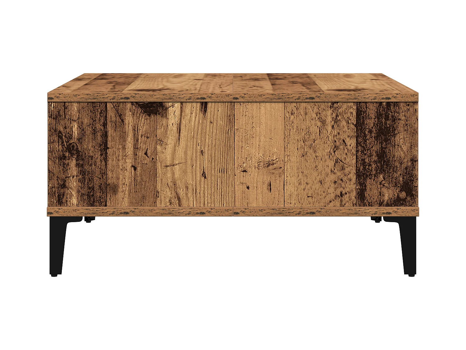 Table basse en vieux bois 60x60x30 cm en bois reconstitué