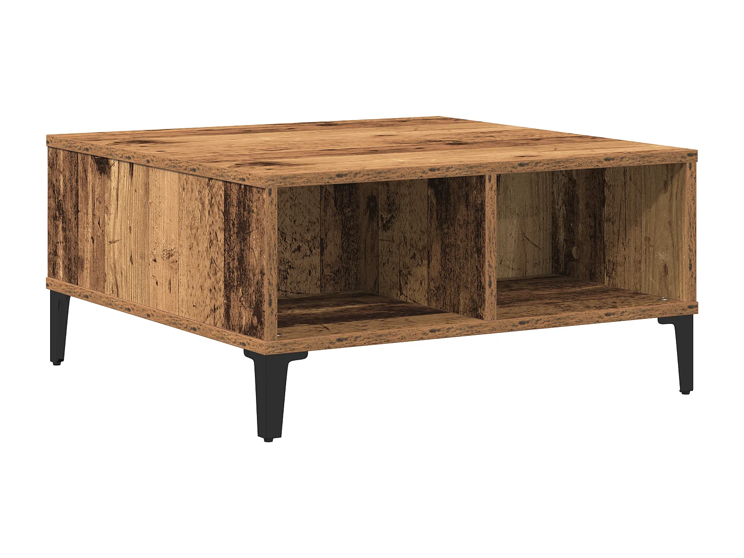 Table basse en vieux bois 60x60x30 cm en bois reconstitué