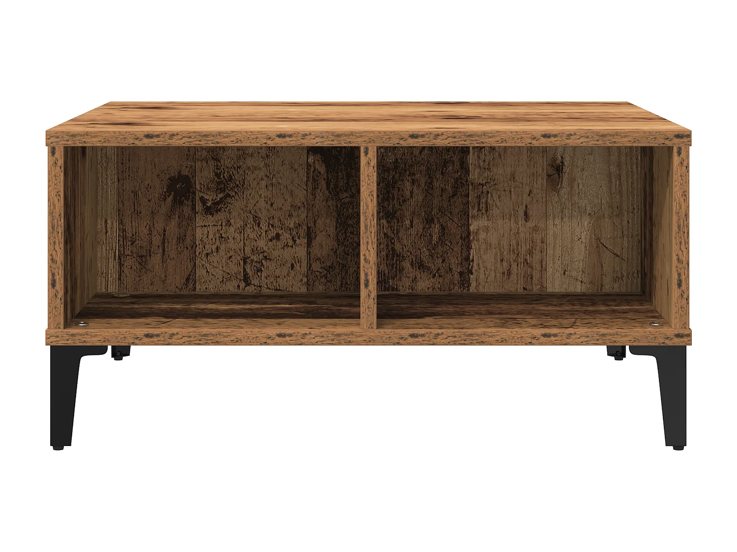 Table basse en vieux bois 60x60x30 cm en bois reconstitué