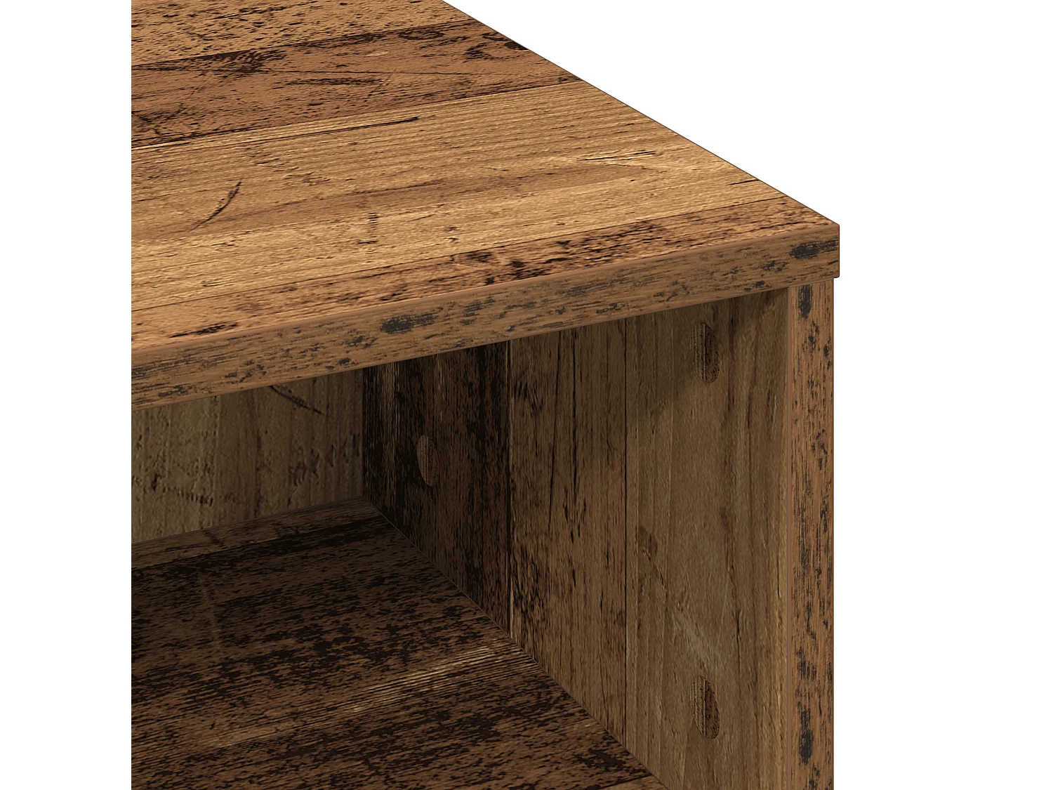 Table basse en vieux bois 60x60x30 cm en bois reconstitué