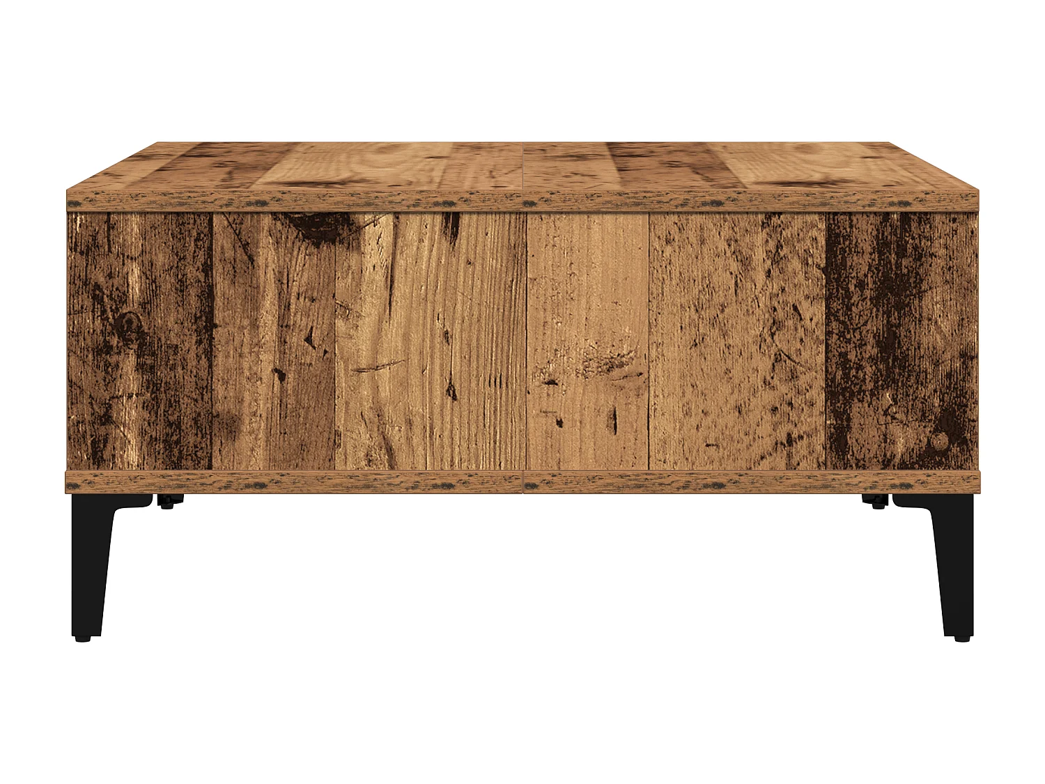 Table basse en vieux bois 60x60x30 cm en bois reconstitué