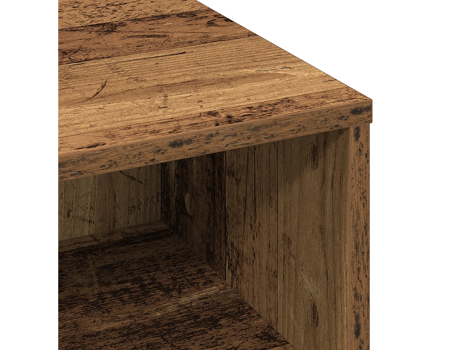 Table basse en vieux bois 60x60x30 cm en bois reconstitué