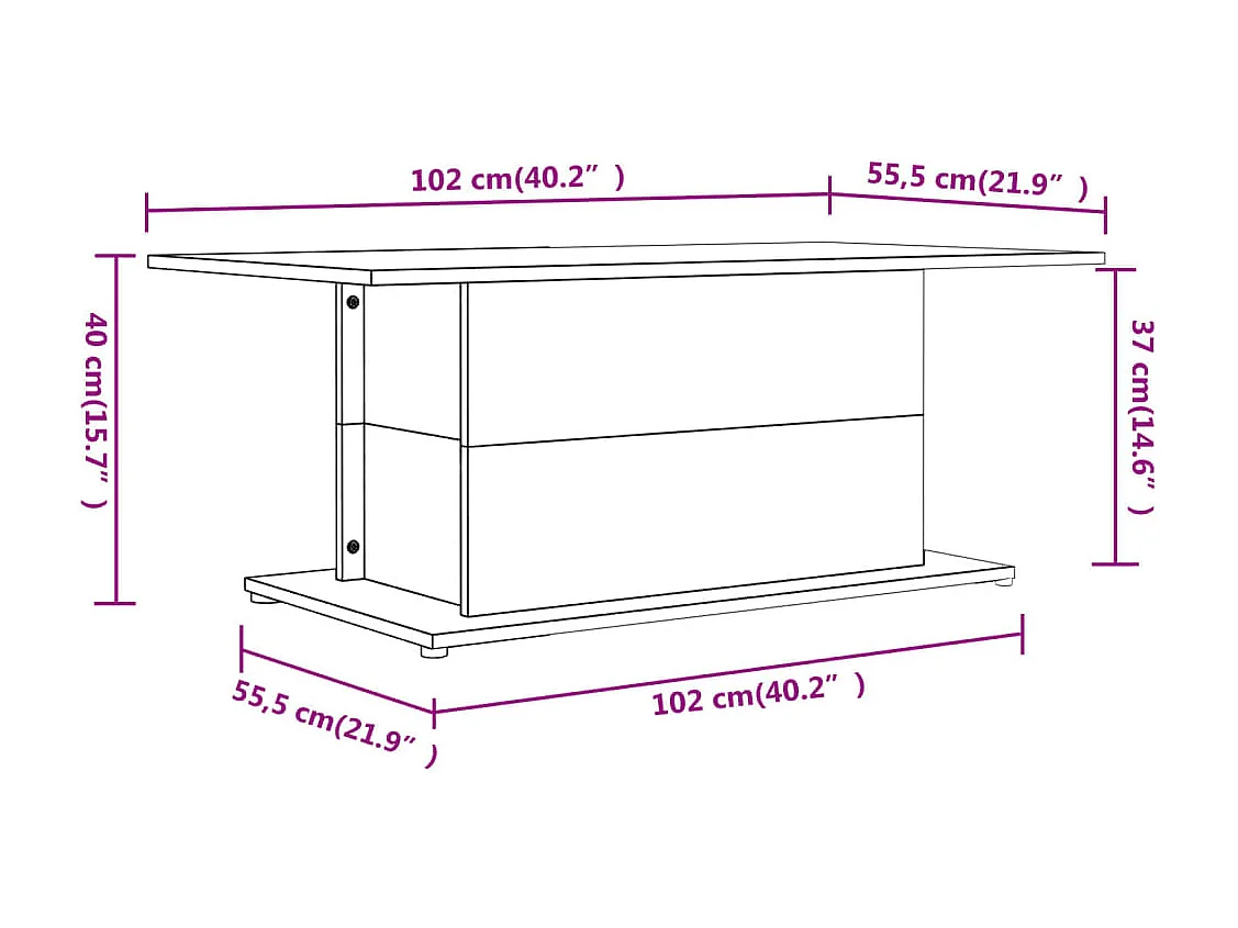 Table basse Chêne fumé 102x55,5x40 cm Bois d'ingénierie