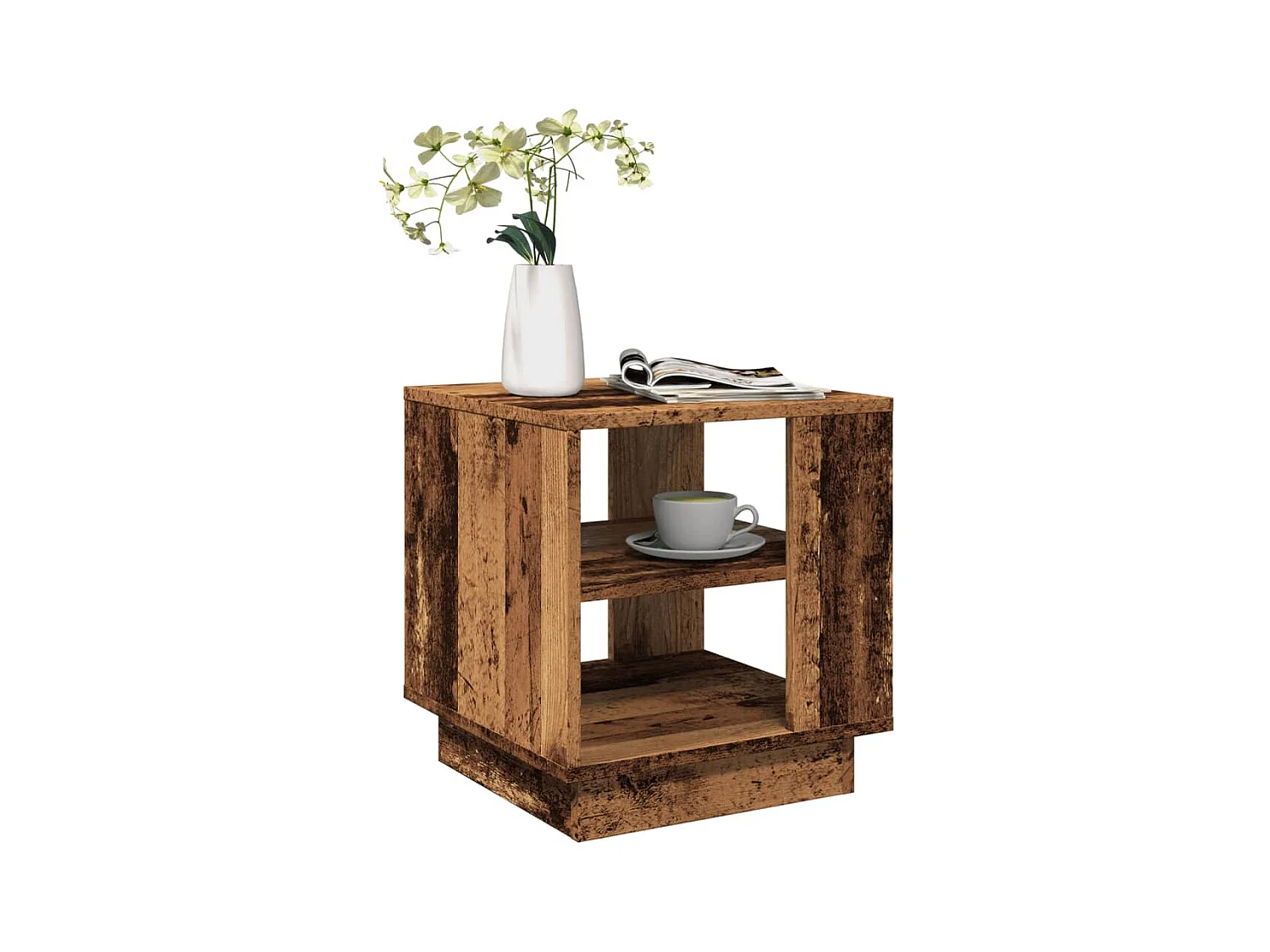 Table basse vieux bois 40x40x43 cm bois d'ingénierie