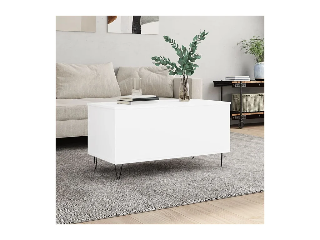 Table basse Blanc 90x44,5x45 cm Bois d'ingénierie